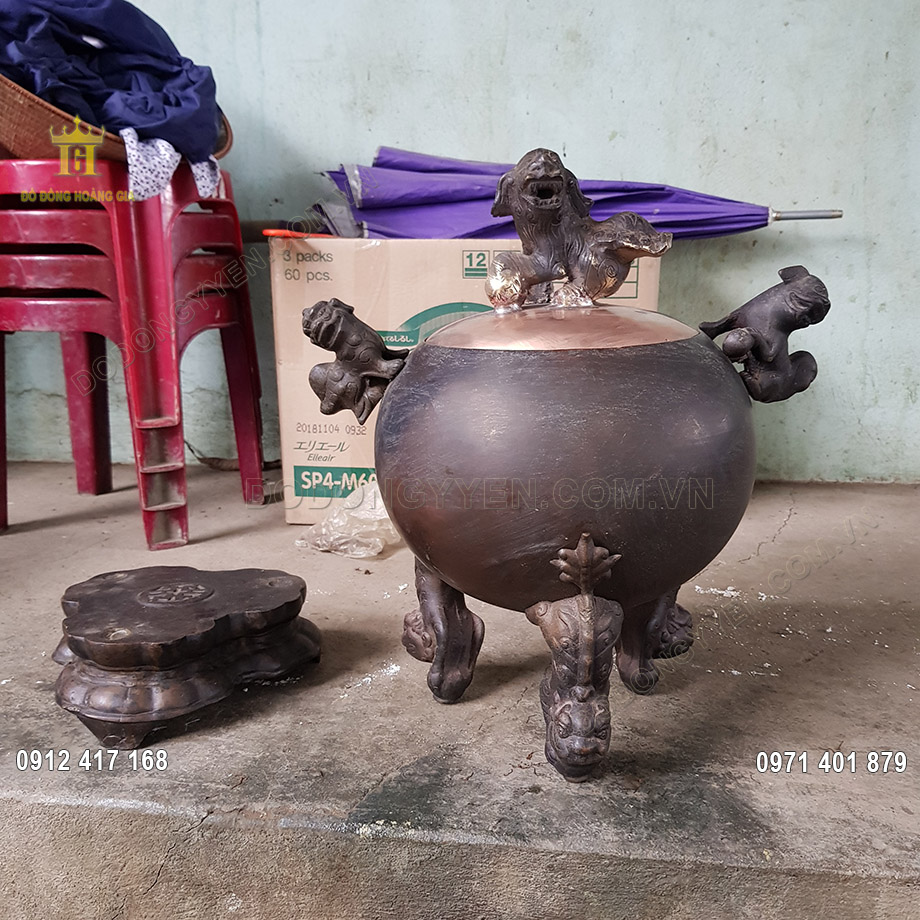 H&igrave;nh ảnh 7 con L&acirc;n ở những vị tr&iacute; kh&aacute;c nhau tr&ecirc;n đỉnh đồng gi&uacute;p mang lại điềm l&agrave;nh, xua đuổi t&agrave; ma gi&uacute;p gia chủ